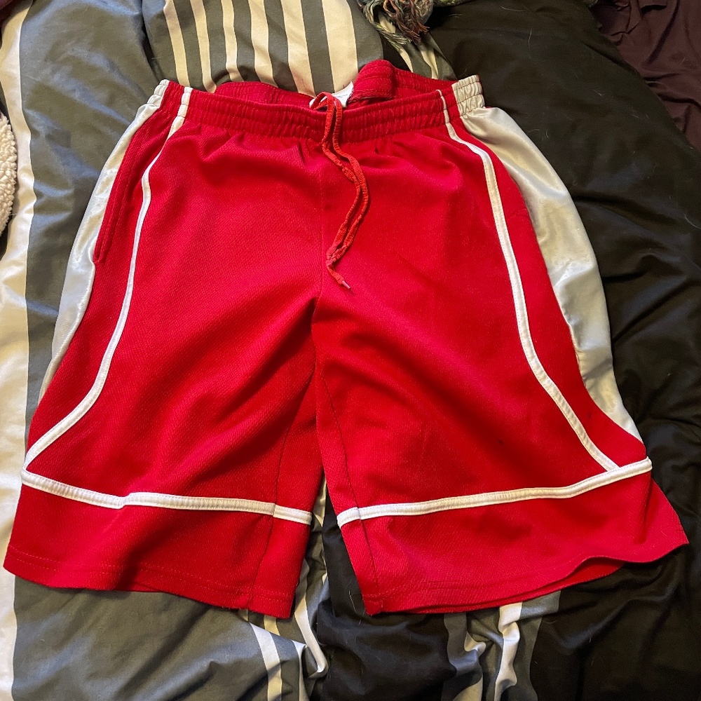 Size XL Red and White Basketball Shorts